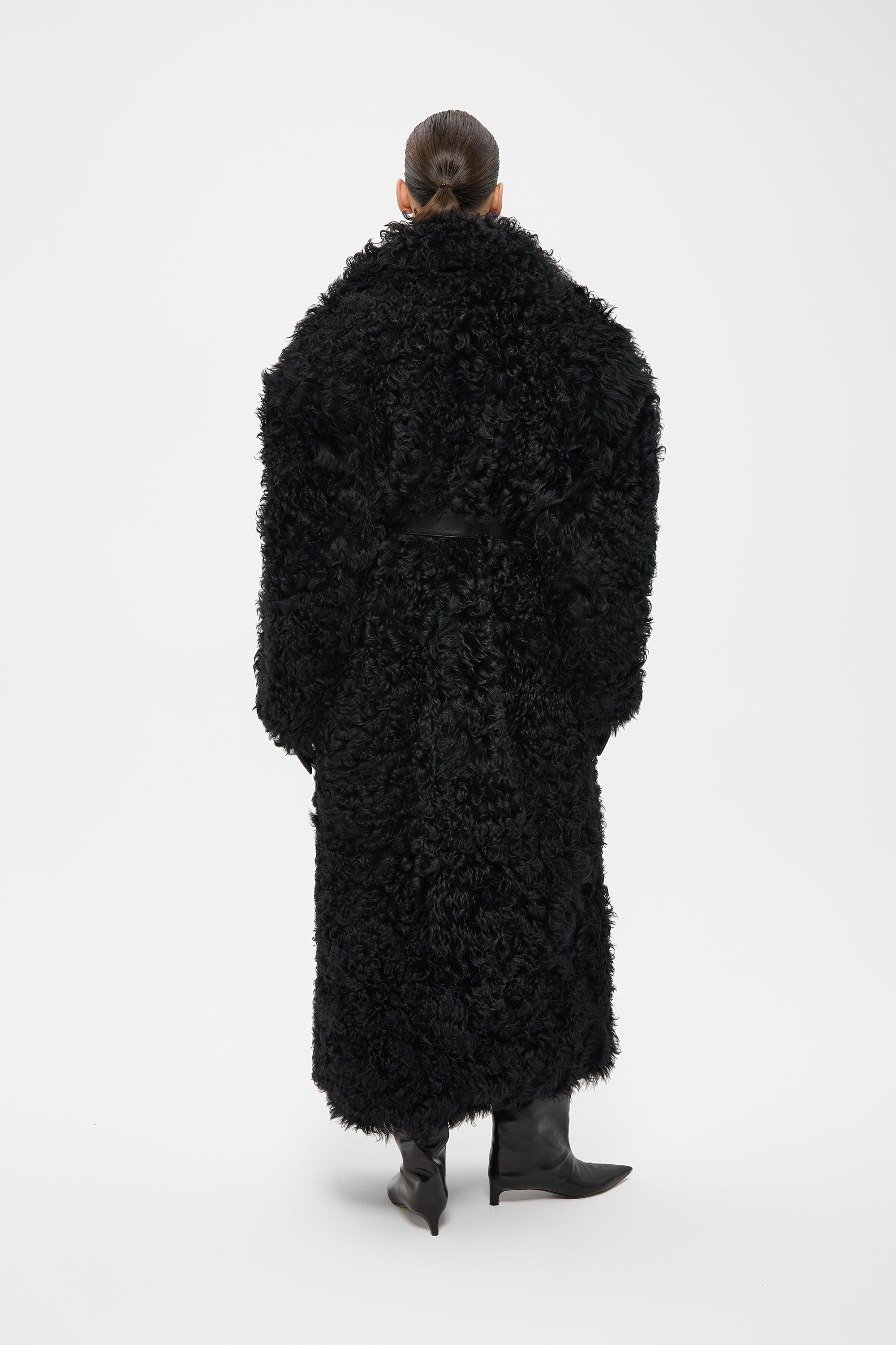 Довга шуба Саманта чорна