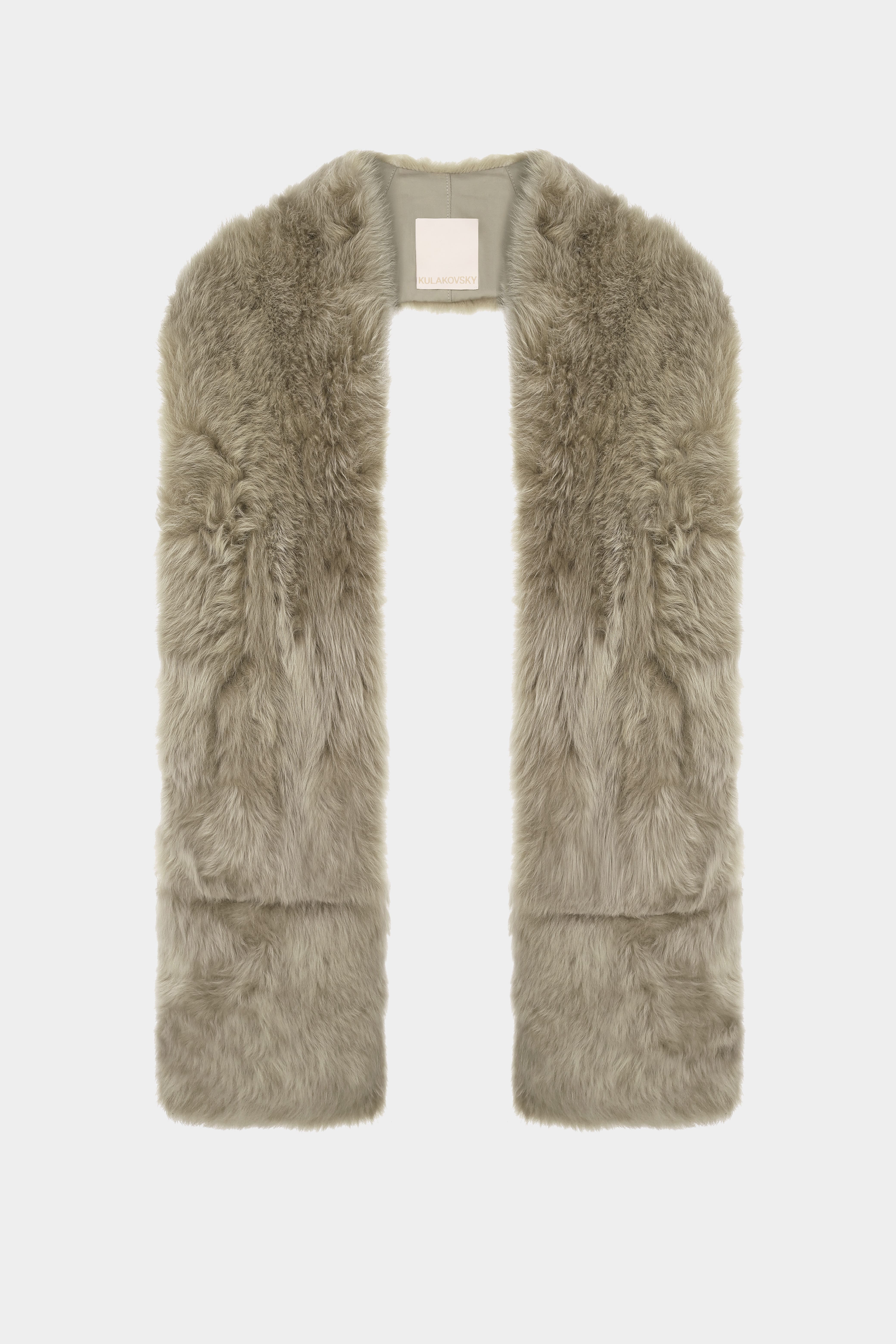 ХУТРЯНИЙ ШАРФ БЛЕЙН ПЕРЛИННО-ОЛИВКОВИЙ(FW26.37.9)