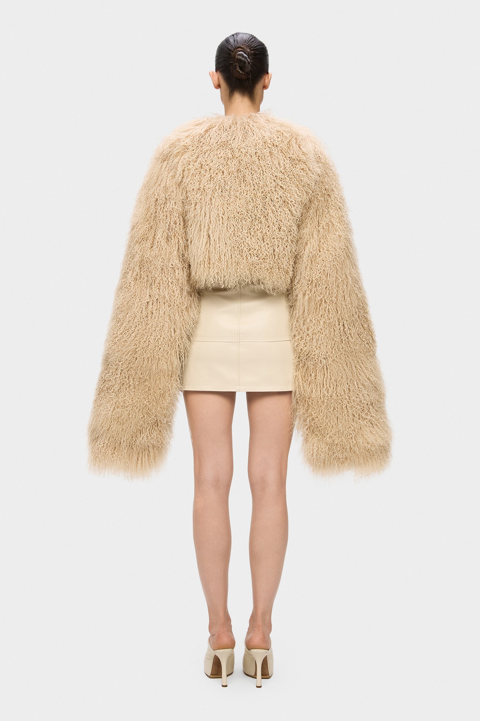 HANNAH SHEARLING CAPE COAT IN BEIGE (2217/3)